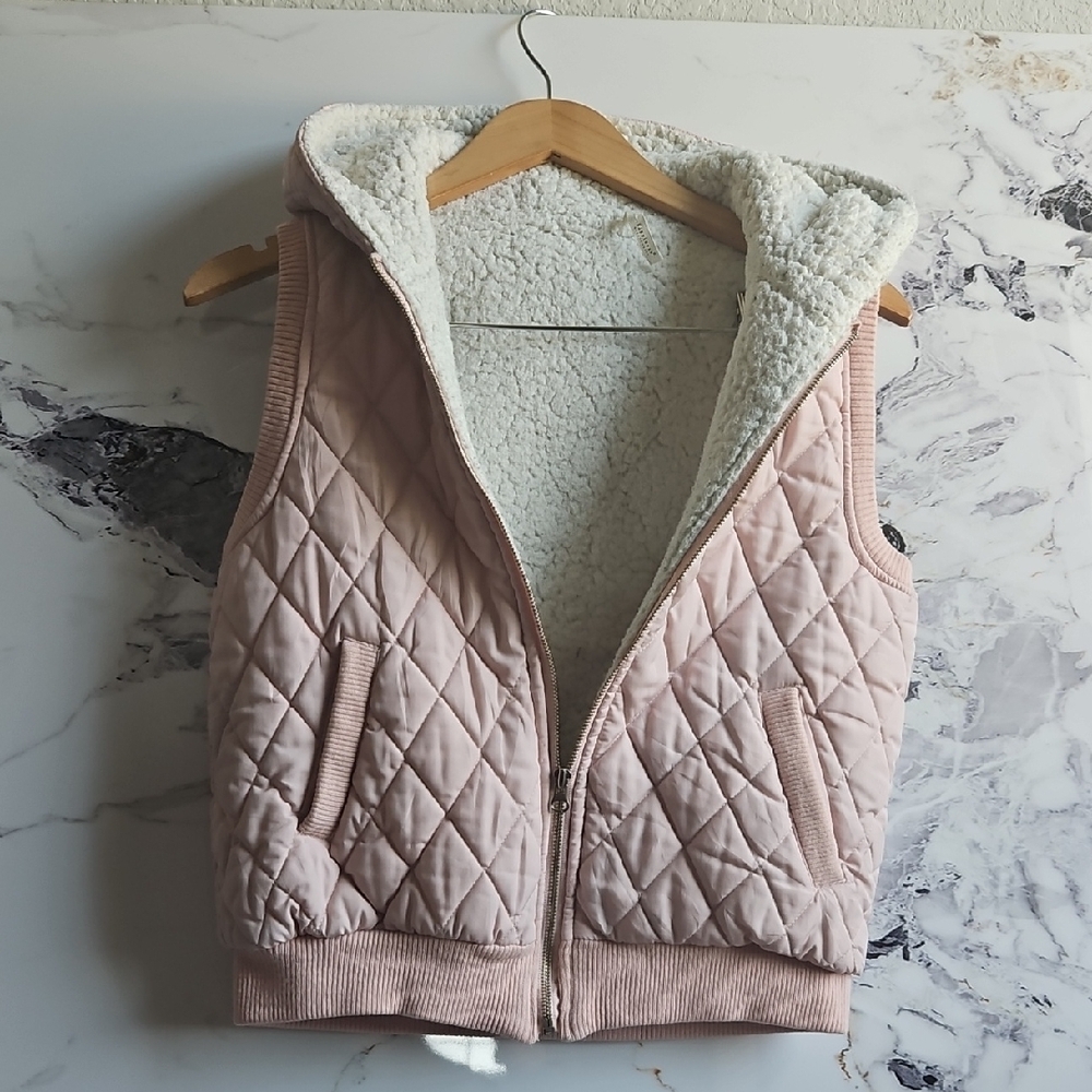 Quilted Pink Vest with Sherpa Lining